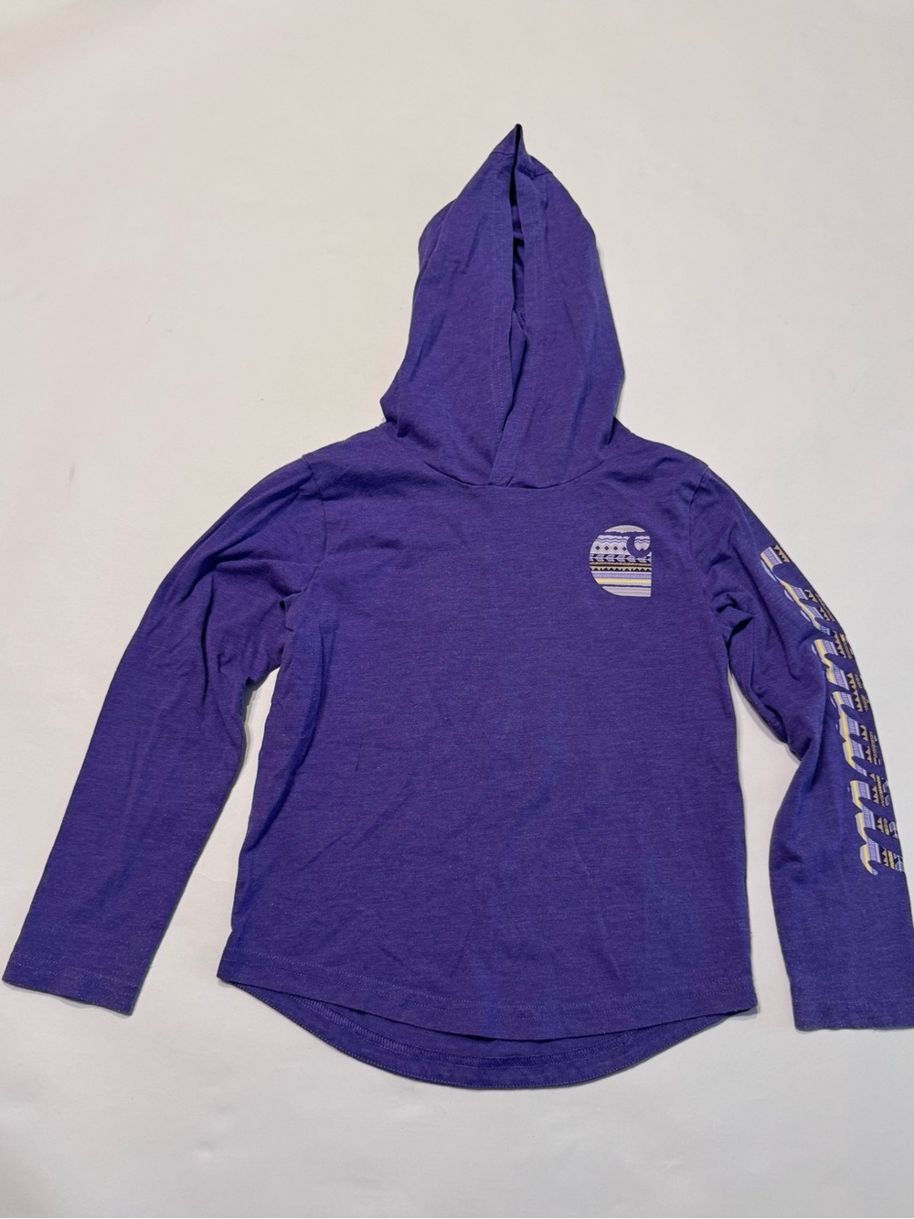Girl's Carhartt Purple Long Sleeve Cotton Shirt Hooded Size 5